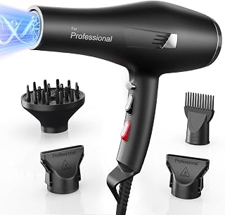 Faszin Ionic Hair Dryer, Salon Professional Blow Dryer Fast Drying with 2 Speed and 3 Heat Setting, Cool Button, Diffuser, Nozzle, Concentrator Comb for Curly and Straight Hair