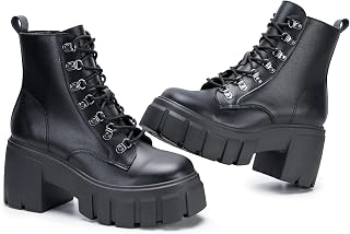 Women's Combat Boots Platform Chunky High Heel Size 4-9