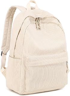 Corduroy School Backpack, Spacious Multi-Pocket Bookbag with Padded Shoulder Straps & Reinforced Bottom, Durable Casual Rucksack for Teenagers & Campus Daily Use