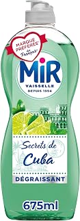 Mir Vaisselle - Secrets de Cuba - Mint & Lime - Complete and Unique Experience - Degreasing Power - Preservative Free - Allergen-Free Fragrance - Skin Friendly - 680ml Bottle
