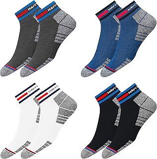 NAVYSPORT Originals Unisex Casual Cushion Cotton Ankle Socks, Assorted Combo, Pack of 4, Free Size