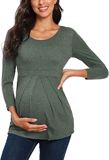 Women's Pregnant Maternity Fashion 3/4 Sleeve Maternity Blouse with