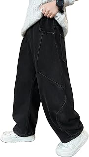 Kids Boys Baggy Jeans Streetwear with Pockets Wide Leg Jean Elastic Waist Denim Cargo Pants