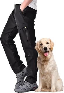 Men's Winter Snow Skiing Pants, Cargo Softshell Windproof Fleece Lined
