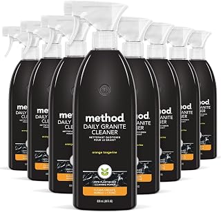 Method Daily Granite Cleaner Spray, Plant-Based Cleaning Agent Safe for Granite, Marble, and Other Sealed Stone, Orange Tangerine Scent, 828 ml Spray Bottles, 8 Pack, Packaging May Vary