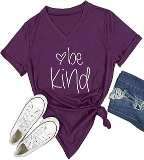 Womens T Shirt Casual Cotton Short Sleeve V-Neck Graphic T-Shirt Tops Tees