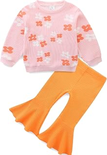 Girls' Clothing Sets, Baby Girl Clothing, Toddler Outfits, Long Sleeve T-Shirt + Trousers, Two-Piece Baby Clothing Outfit Set, Children's T-Shirt with Trousers Set for 6-12 Months, 1-5