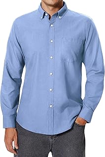 Men's Oxford Shirt Long Sleeve Smart Casual Button Down Shirt