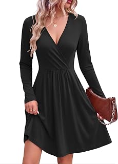Wrap Dress for Women UK Autumn Winter with Pockets