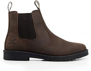 Heritage Saddler Dealer Boots. Pull On Genuine Waxy Leather Chelsea Boots With Footbed Padding And Breathable Lining, Ideal Mens Shoes For Everyday Wear