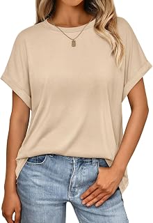 Women's Crew Neck Short Sleeve Oversize T-Shirt Summer Casual Cap Sleeve Top Women's Loose