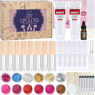 Lip Gloss DIY Lipstick Making Kit, 62 Pieces Creative Craft Set Adult DIY Set Girls Make Yourself, Non-Toxic Lip Gloss Cosmetic Make-up, as a Gift for Women