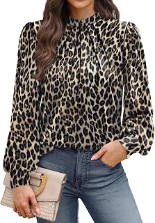 Long Sleeve Shirts for Women Mock Neck Tops Pleated Front Blouses Dressy Casual Spring Fall Clothes 2026 Fashion