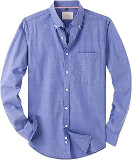 Oxford Men's Shirt Non-Iron Regular Fit Shirt Long Sleeve Casual Shirt Made of Oxford Button Down Shirt Wrinkle Free Casual Shirt with Pocket