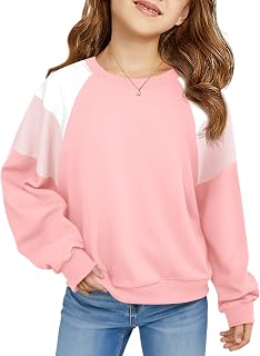 Girls Oversized Colorblock Sweatshirts Kids Fashion Fleece Drop Shoulder Pullover 5-14 Years