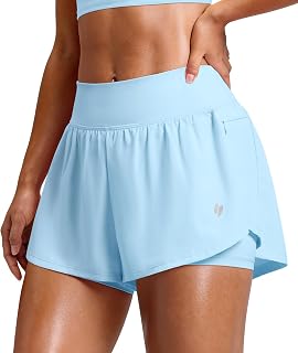Ease Running Shorts for Women 2 in 1 High Waisted Workout Shorts