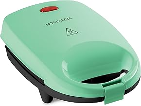 Nostalgia MyMini Personal Sandwich Maker, Non-Stick Panini Press, Pizza Bags, Quesadillas, Mint Green