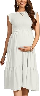 Women's Maternity Dress Ruffle Short Sleeve Postpartum Sundress Pregnancy Plus Size Summer Casual Dress