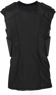 Youth Padded Compression Shirt, a Sleeveless Chest Rib Protector Vest for Young Athletes. Athletic Padded Gear for Baseball, Football, Softball, and