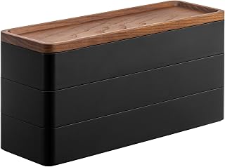 YAMAZAKI Rin 3-Tier Jewellery Box with Lid, Black