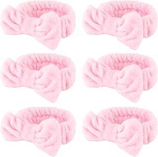 WHAVEL Faixa de cabelo, 6 faixas de cabelo rosa spa para lavar o rosto, tiaras de microfibra macia, faixa de cabeça facial para cuidados com a pele, tiara de maquiagem para mulheres
