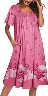 House Dress for Women with Pockets Short Sleeve Moo Moos Nightgowns