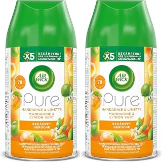 Air Wick Freshmatic Max Duo Room Spray - Refill for Air Wick Freshmatic Max - Pure Mandarin and Lime Fragrance - 2 x 250 ml Refills Room Fragrance and Air Freshener