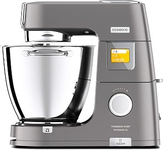 Kenwood Titanium Patissier, Stand Mixer, KWL90004SI, Silver, 1400W, 2 x Large Capacity Bowls, 13 Speeds, Planetary Mixing, Melting Function, Included: Whisk, Dough Tool, k-Beater, Creaming Beater