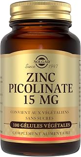 Solgar Zinc Picolinate 15mg - Immune Defenses - Highly Assimilable Zinc - Key Nutrient - Food Supplement - Bottle of 100 Vegetable Capsules
