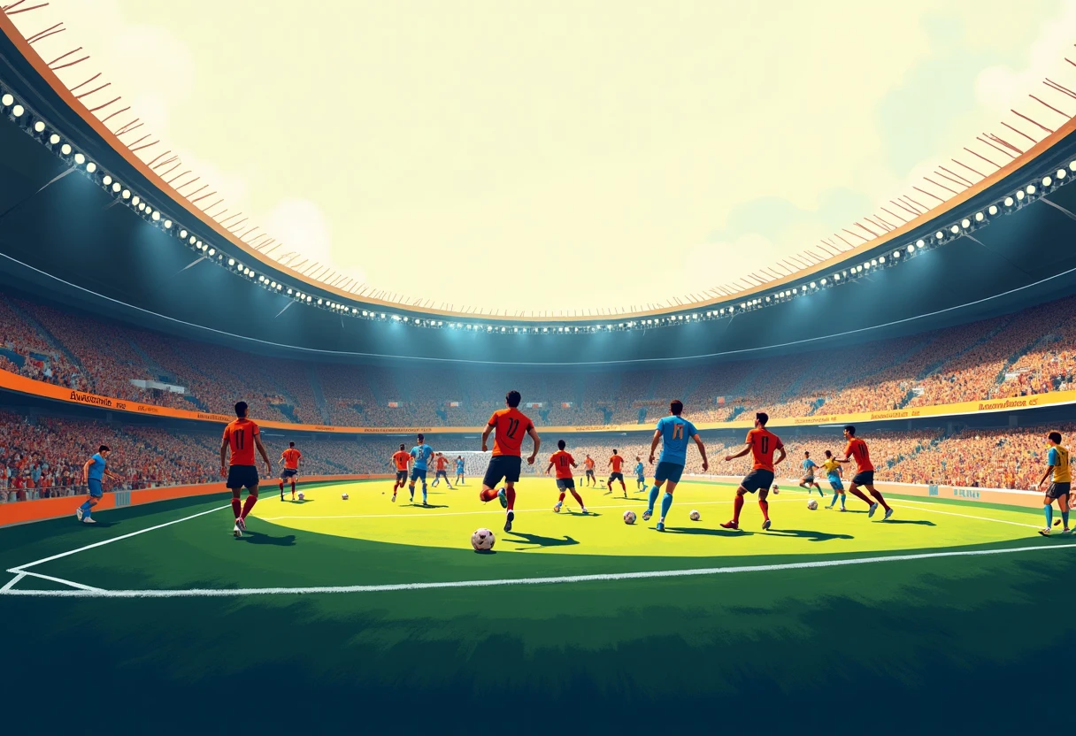 Estádio de futebol vibrante durante a Copa do Mundo