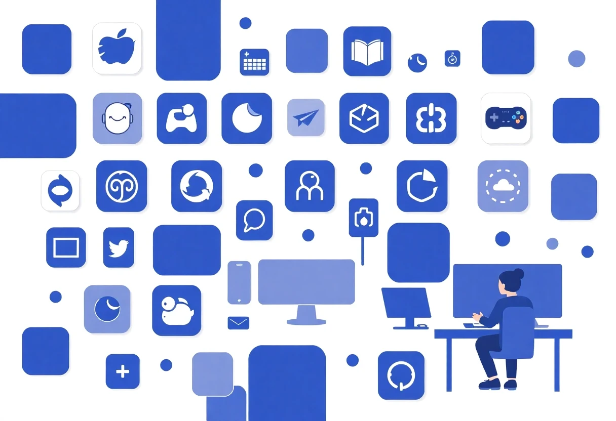 Abstract hub of wellness apps