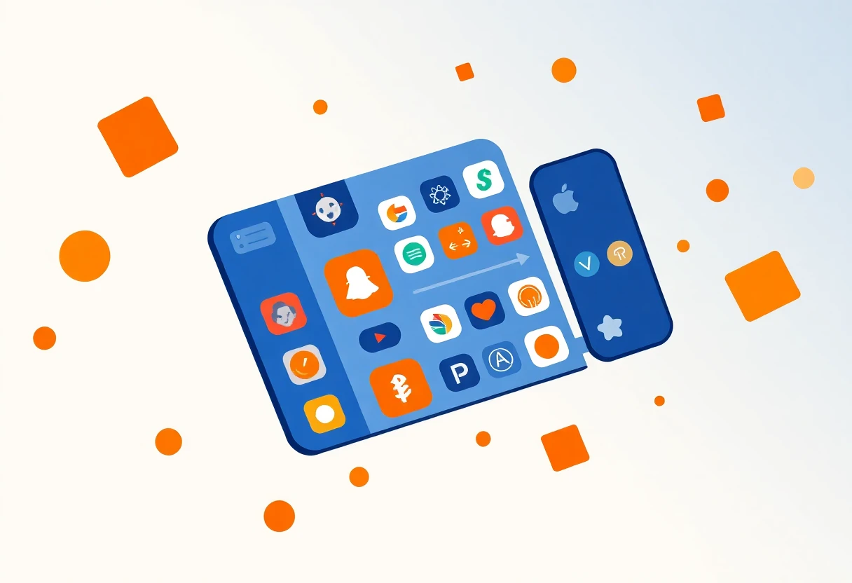Productivity app icons in a geometric grid