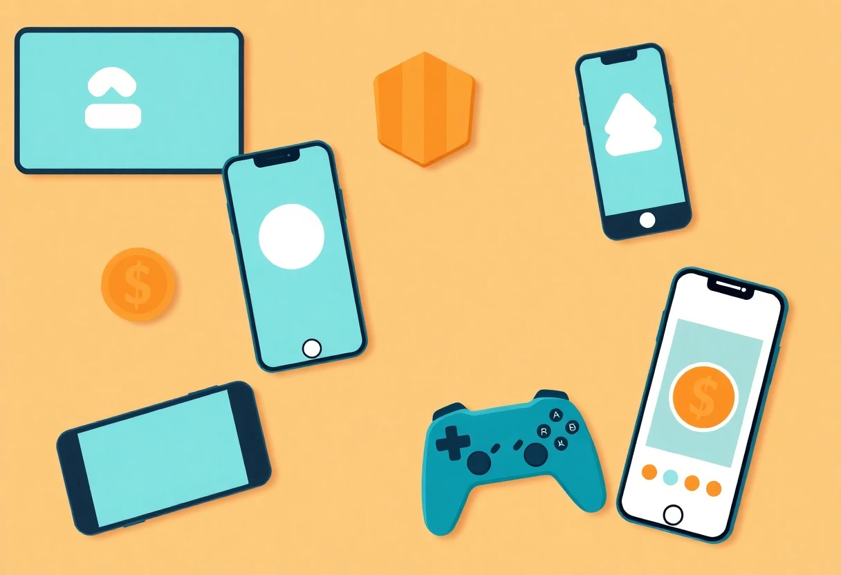 Ilustrație a unui concept de aplicație mobilă pentru economisire