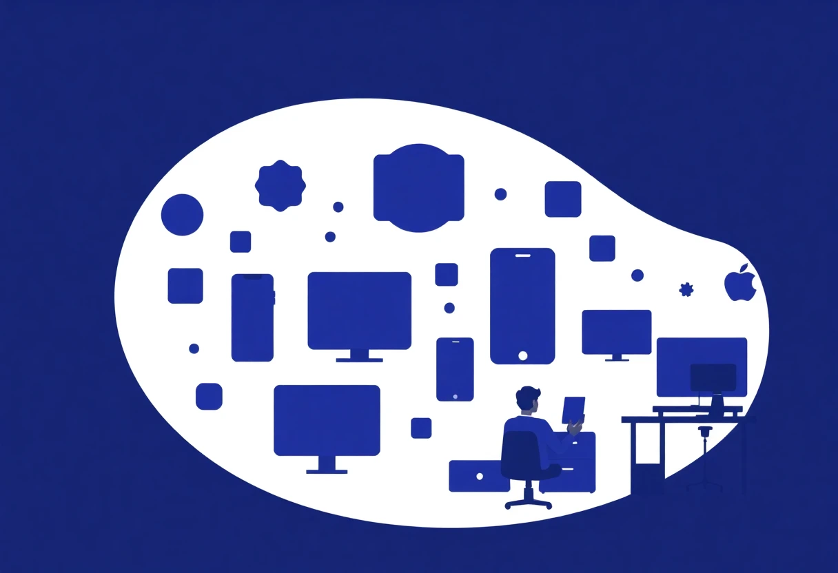 Ilustrație abstractă a unui hub de aplicații