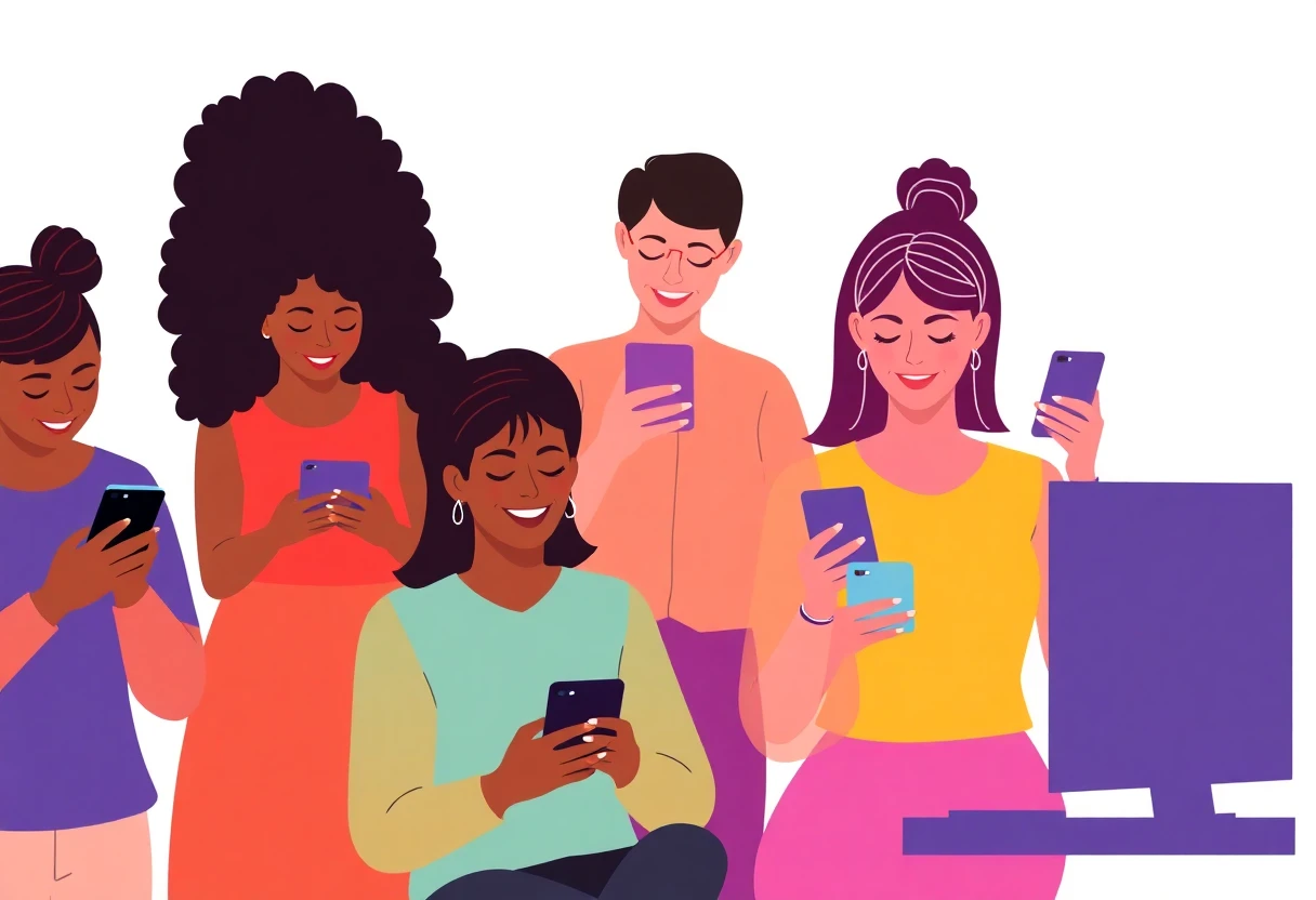Pessoas usando aplicativos de redes sociais