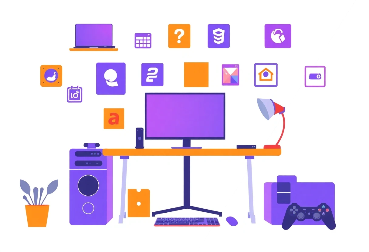 Icônes d'applications sur un bureau organisé