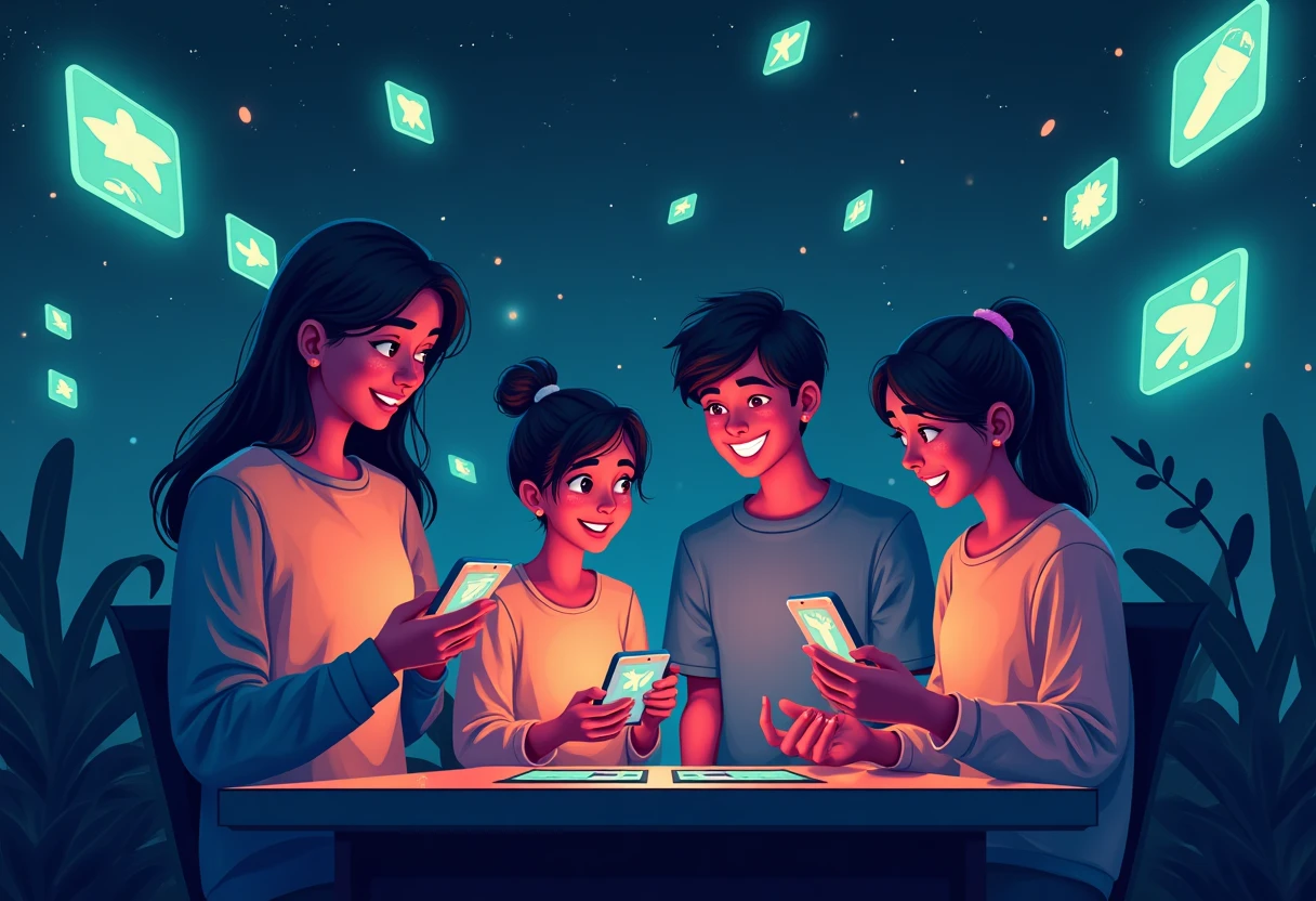 Jóvenes gamers usando apps de Roblox