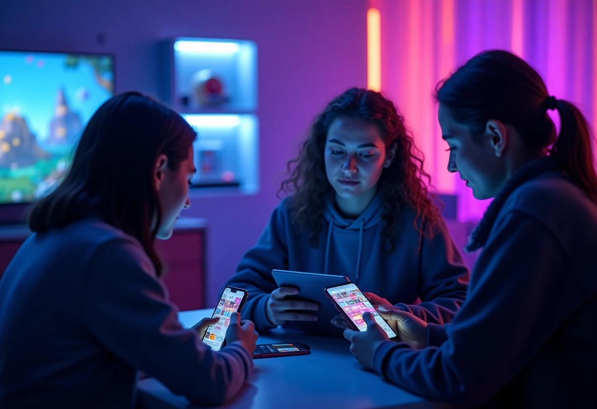 Jóvenes explorando apps de Roblox
