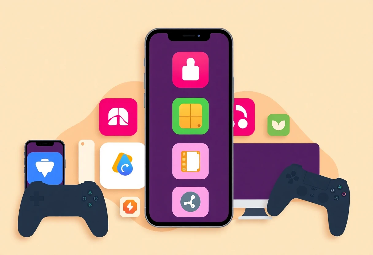 Abstract grid of productivity app icons