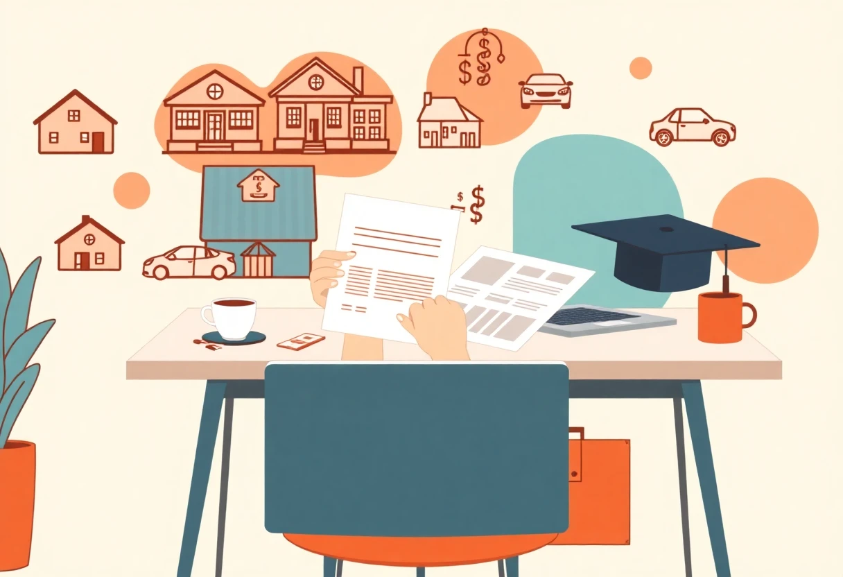 Comparing loan options at a desk