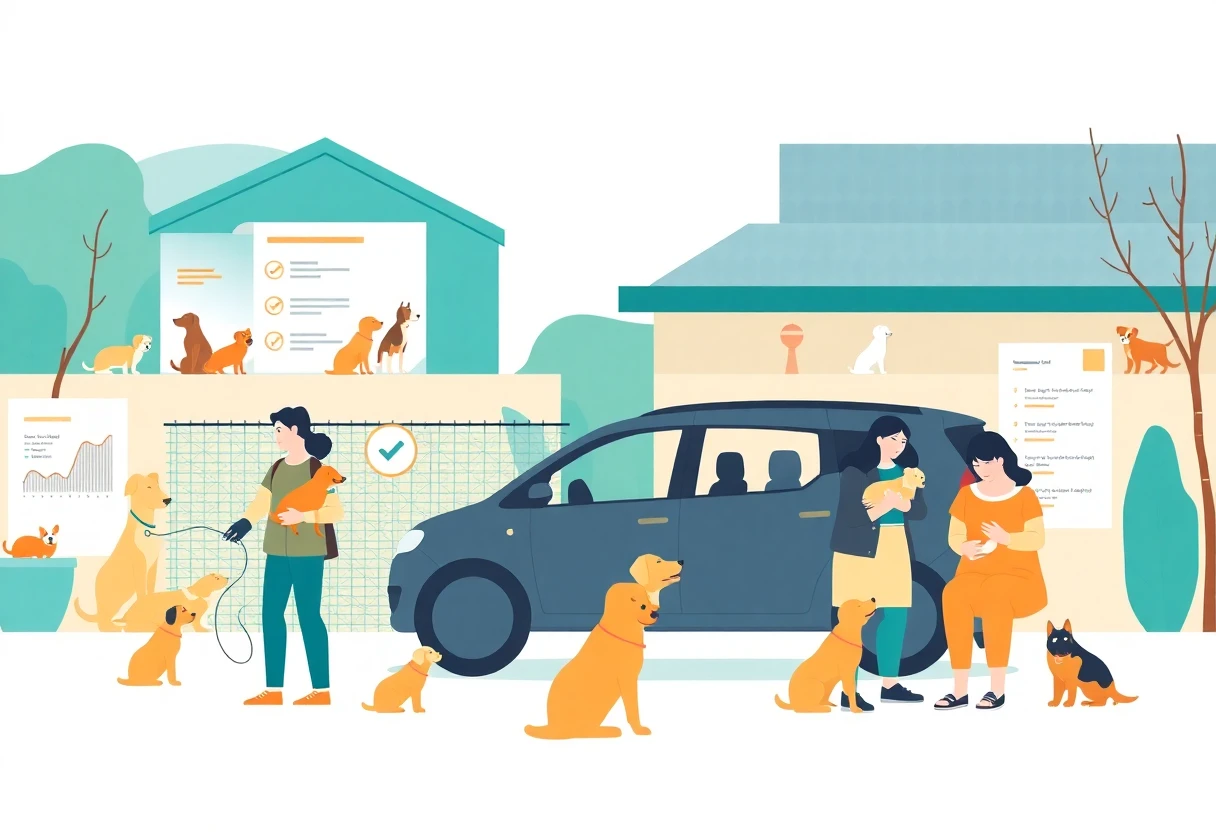 Adoção de cães em um abrigo