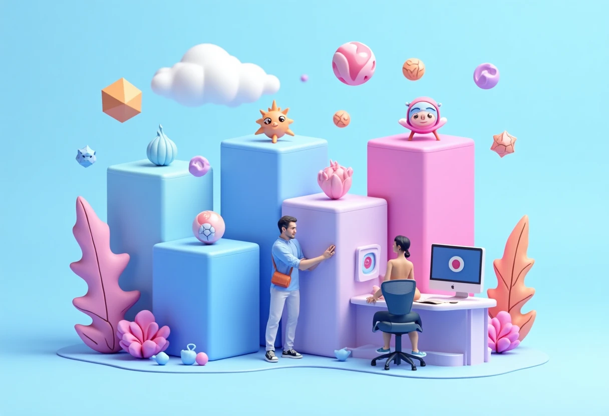 Mobile game icons in space