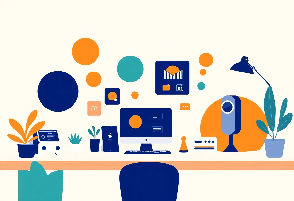 Organized freelancer workspace