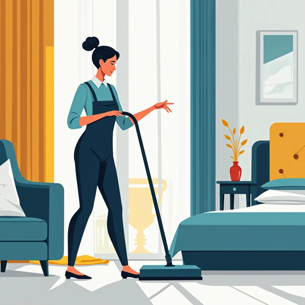 Housekeeper in a hotel room