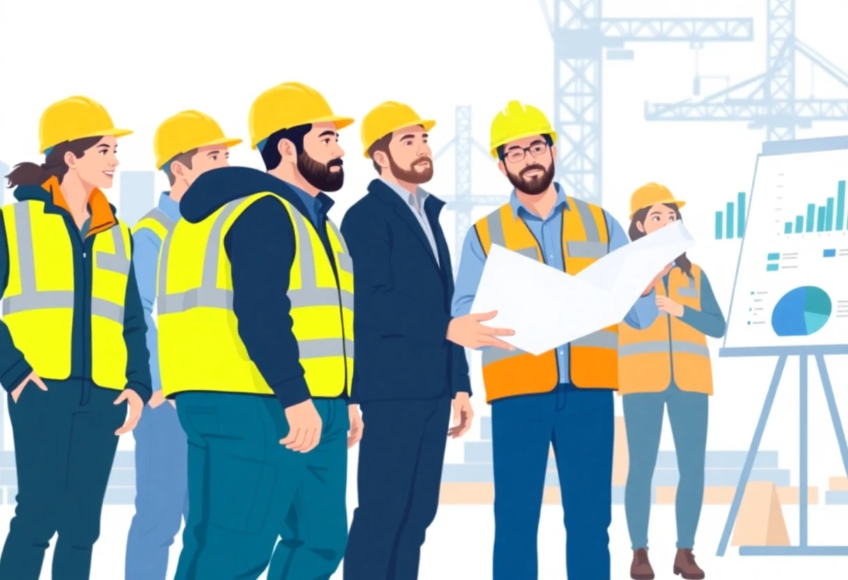 Team reviewing construction plans