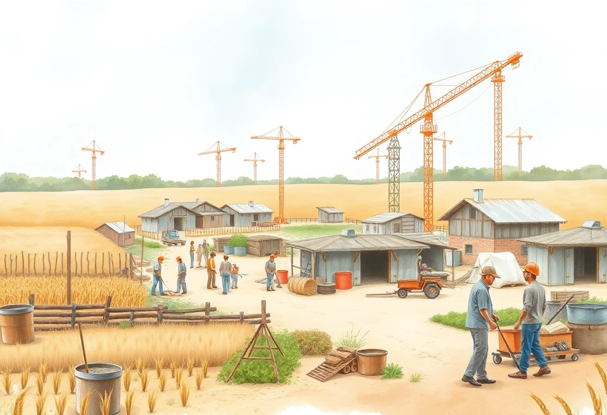 Skilled construction scene
