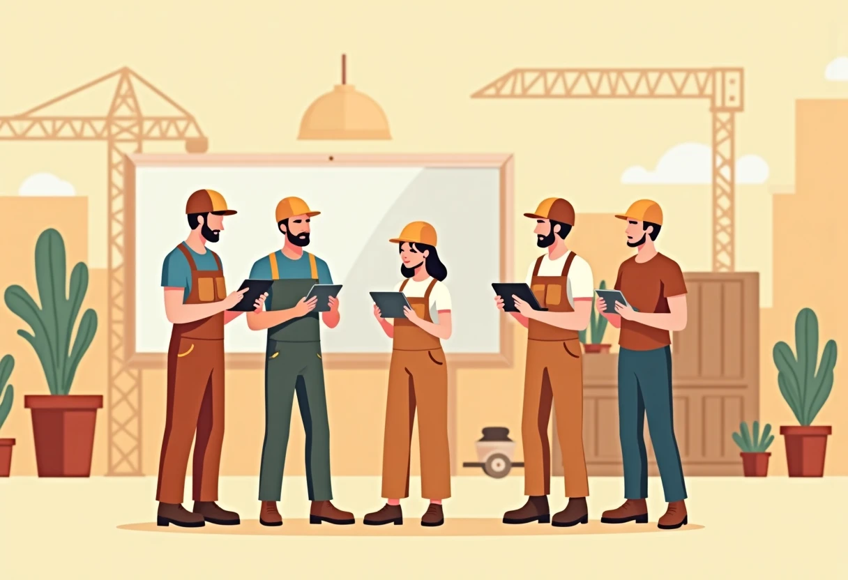 Digital construction team collaborating