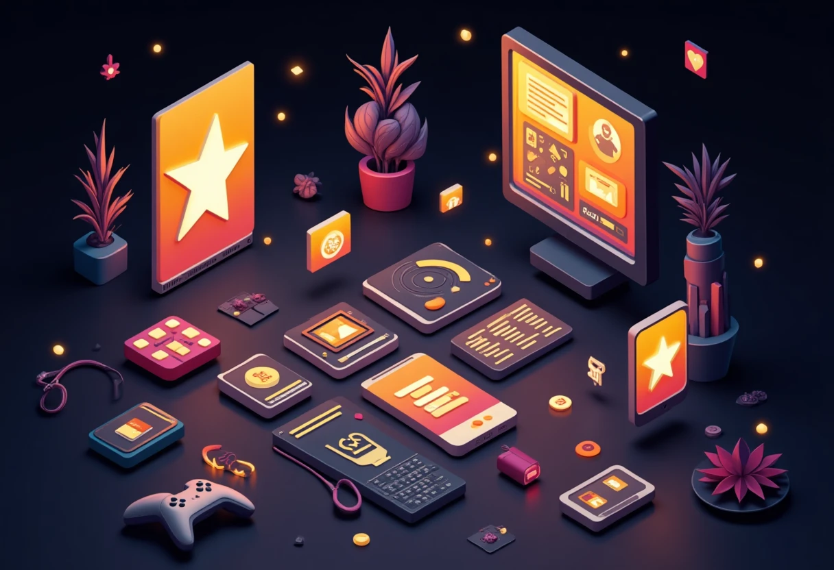 Dynamic app-themed illustration