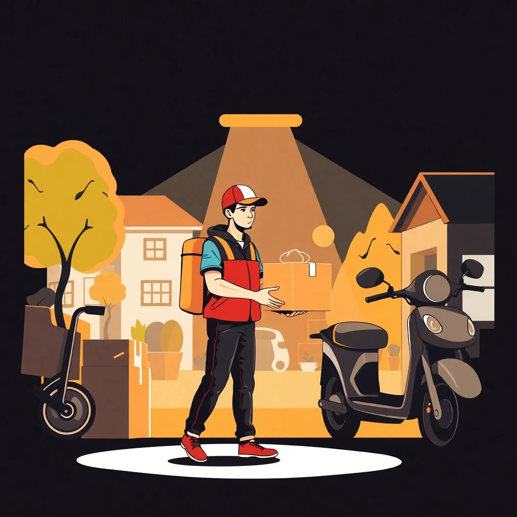 Delivery driver handing package