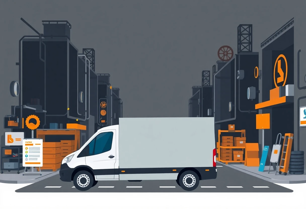 Delivery vehicle in city